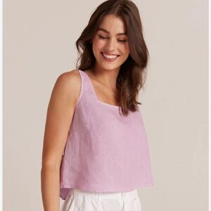 Bella Dahl linen loose crop top lavender